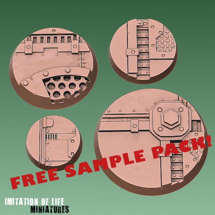 industrial bases - sample pack 20mm base 40mm 32mm 25mm 3D print model - Mito3D