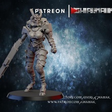 fêmea Soldado suporte pronto loja dragões masmorras martelo guerra miniatura jogo dnd descobridor 40000 sci fy 3d print model - Mito3D