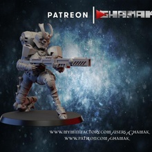 female 3 trooper greater good support ready store dragons dungeons warhammer miniature hammer wargame dnd pathfinder 40000 sci-fy 3d print model - Mito3D
