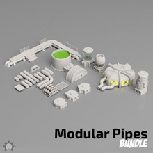 modular pipe bundle store tabletop diorama pipes exhaust scenery 3d print model - Mito3D