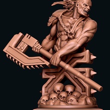 aggiornato sangue guerriero gratuito stl 40k figurina warhammer zbrush miniatura w40k Chiodi chainaxe per dio macelleria 3d print model - Mito3D