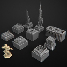 edificio scifi città terreno tavolo battletech 3d print model - Mito3D