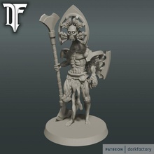 luz flayed god demônio Deus esqueleto crânio Morto vivo asas músculo caos carne cocar Tzeentch tzaangor 3d print model - Mito3D