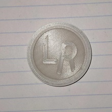 criador moeda lente raios moedas Diversão logotipo lr rad Makercoin lentes 3d print model - Mito3D