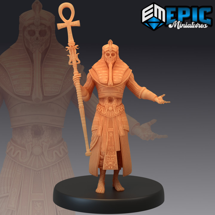 black pharaoh staff nyarlathotep avatar cosmic horror god lovecraft entity boss egyptian fantasy monster mummy enemy dungeon dnd pathfinder npc 3D print model - Mito3D