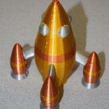 retro roket gemisi multi material 3d print model - Mito3D