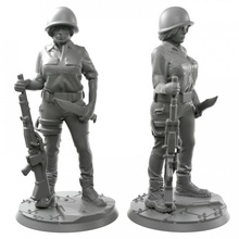 025 menina exército moderno pistola soldado martelo guerra mulher miniatura tampo mesa infantaria 28mm wh40k 32mm 3d print model - Mito3D