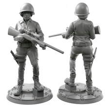 027 menina exército moderno pistola soldado martelo guerra mulher miniatura tampo mesa infantaria 28mm wh40k 32mm 3d print model - Mito3D