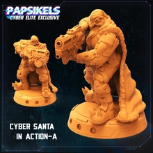 Cyber Santa Aktion Pose Wargaming Gewehr Kapuze 3d print model - Mito3D