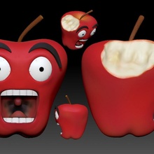 el miedo la manzana maçã Comida toon comida escultura antropológico surrealismo grito mordida 3d print model - Mito3D