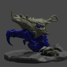 buried dragon wyvern thootless 3d print model - Mito3D