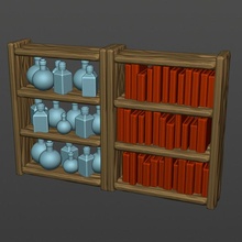 bookshelf & potionshelf book fantasy interior potion 3d print model - Mito3D