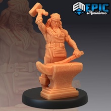 villager blacksmith village npc human character store collection fantasy medieval rpg warhammer beard hammer anvil tabletop dungeon bearded dnd smith pathfinder 3d print model - Mito3D