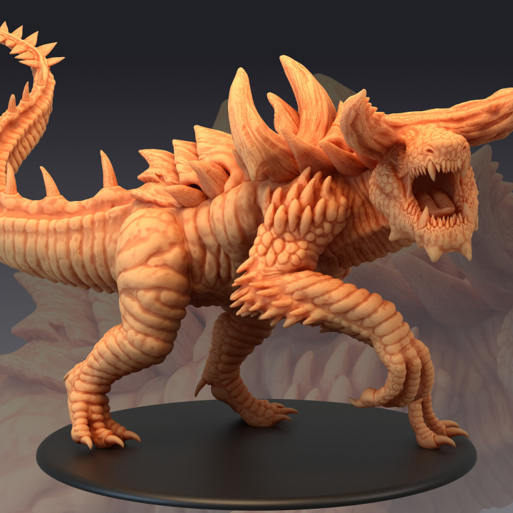 Tarrasque muazzam canavar klasik behemoth patron karşılaşma Antik Dinozor fantezi rpg Warhammer düşman boynuz masaüstü zindan dnd yol bulucu Manuel devasa 3D print model - Mito3D