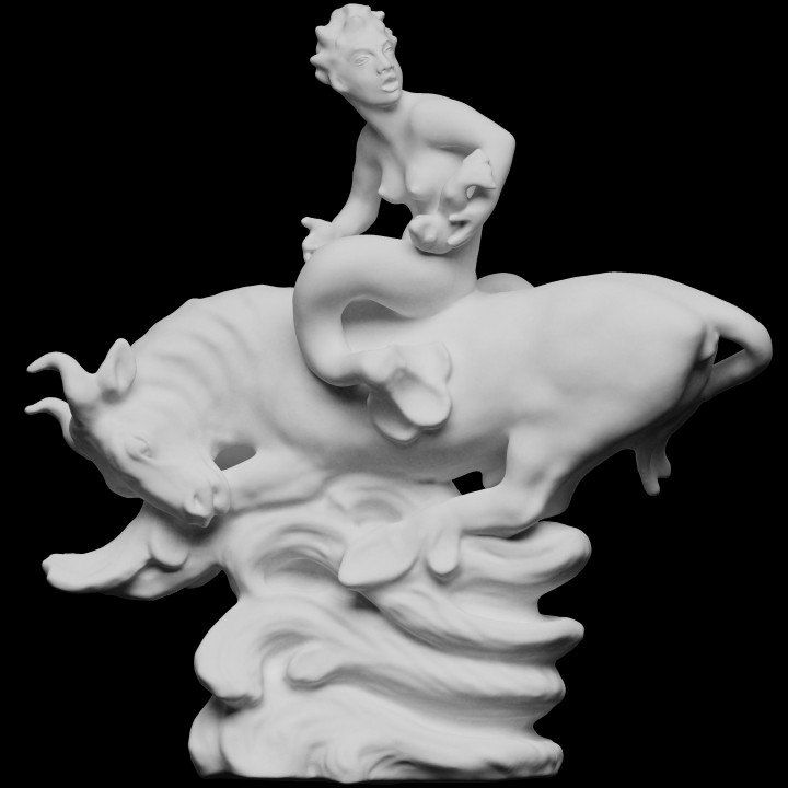 39 taureau mer figurine 1 2 analyse 3d mythologie cheval Sirène porcelaine photogrammétrie private collection openglam christies printable sea bull sculptre 3D print model - Mito3D