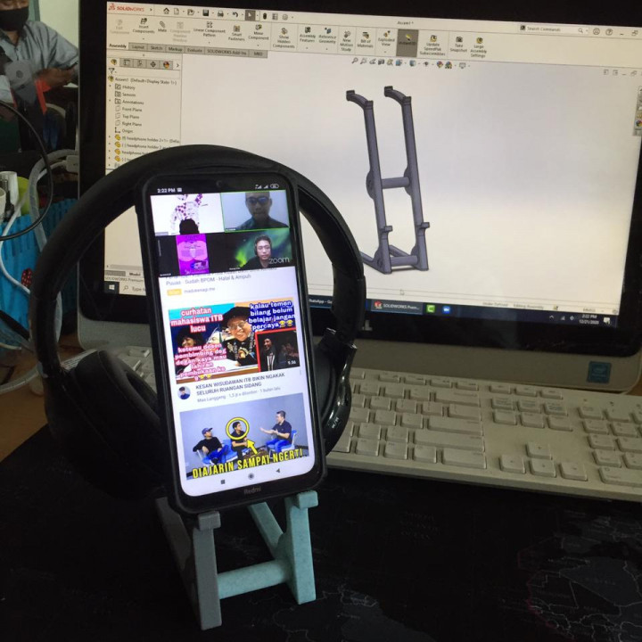 holder headphone&smartphone 3D print model - Mito3D
