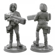 028 plazma army girl modern pistol soldier warhammer woman miniature tabletop infantry 28mm wh40k 32mm 3d print model - Mito3D