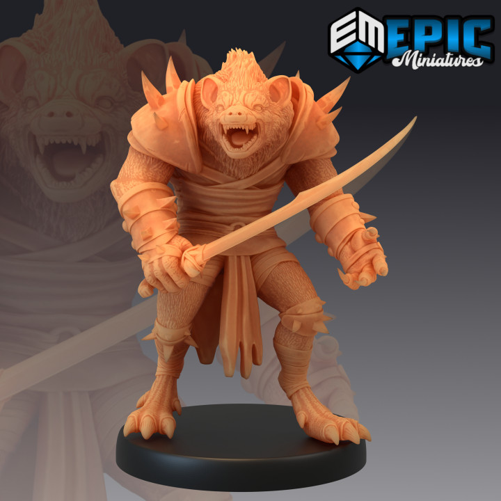 gnoll sword hyena hybrid classic monster fantasy medieval rpg warhammer saber sla evil enemy tabletop dungeon encounter dnd pathfinder npc 3D print model - Mito3D