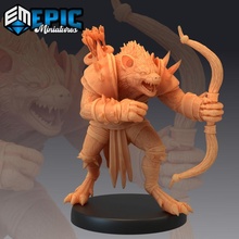 gnoll archer aiming hyena hybrid bow & arrow classic monster fantasy forest medieval rpg warhammer enemy tabletop dungeon encounter dnd pathfinder 3d print model - Mito3D