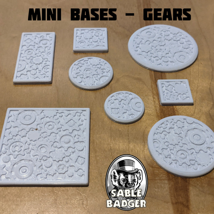 mini bases engrenages carré jouets Jeux steampunk base 3D print model - Mito3D