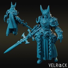 death knight greatsword female pre-supported toys & games fantasy shield skull warrior paladin dnd dungeons dragons presupported supported corrupted doom 3d print model - Mito3D