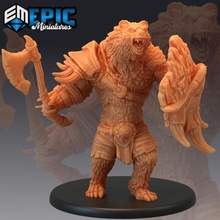 homem urso Guerreiro Machado escudo Urso híbrido diga fera floresta criatura brinquedos jogos fantasia monstro rpg 3d print model - Mito3D