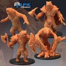 werebear set bear man hybrid dire beast forest creature collection toys & games fantasy medieval monster rpg warhammer enemy tabletop dungeon dnd pathfinder 3d print model - Mito3D