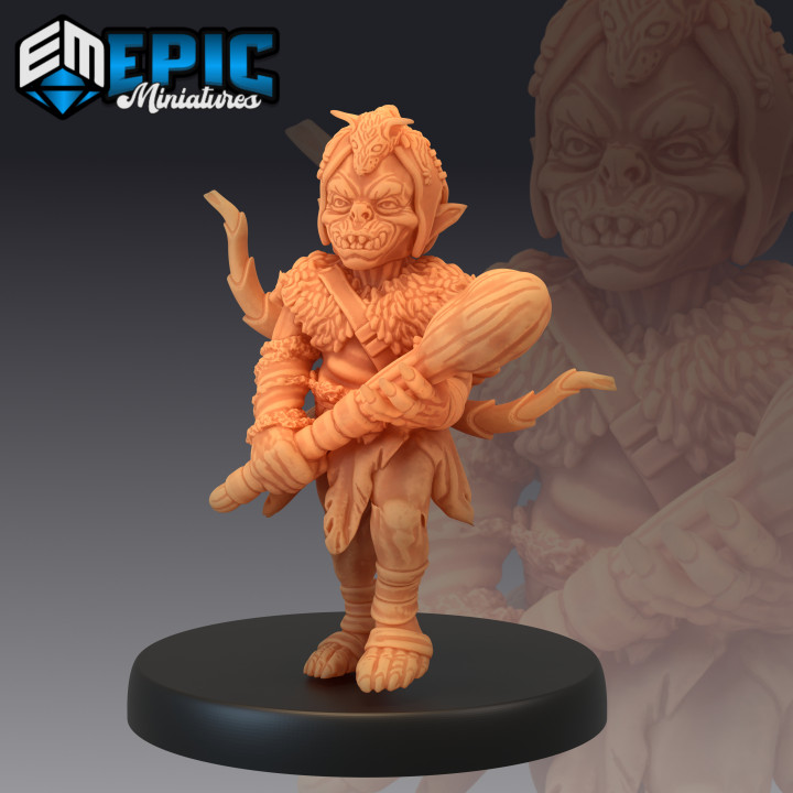 goblin warrior club forest encounter classic monster toys & games fantasy medieval rpg warhammer brute enemy bow tabletop dungeon dnd pathfinder 3D print model - Mito3D