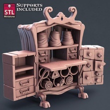fabric seller cabinet store decoration fantasy furniture prop rpg dnd pathfinder 3d print model - Mito3D
