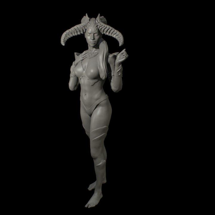 demon summoner female girl hell sexy evil horns 3D print model - Mito3D