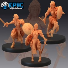 queens knight set female warrior royal guard collection armor fantasy medieval rpg shield sword warhammer woman enemy tabletop dungeon dnd pathfinder npc 3d print model - Mito3D