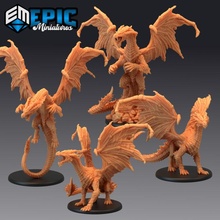 yellow dragon set desert encounter rare chromatic drake collection boss classic fantasy medieval monster rpg warhammer enemy tabletop dungeon dnd pathfinder 3d print model - Mito3D