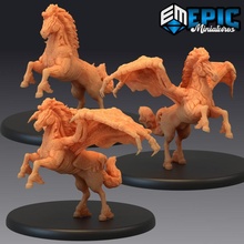 fallen pegasus mount epic dark winged horse flying evil steed classic fantasy monster rpg enemy tabletop dungeon nightmare dnd pathfinder 3d print model - Mito3D