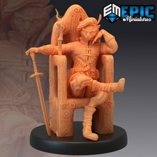catfolk black cat rogue wooden throne feline thief puss boots store fantasy medieval monster rpg sword warhammer enemy tabletop dungeon dnd pathfinder npc tabaxi 3d print model - Mito3D