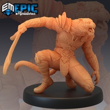 catfolk tigre général sabre félin guerrier weretiger boutique fantaisie médiéval monstre rpg soldat épée marteau guerre ennemi table donjon dnd éclaireur PNJ 3d print model - Mito3D