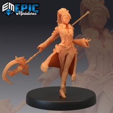sorcerer apprentice staff young female wizard magician witch fantasy medieval rpg warhammer woman magic enemy tabletop dungeon dnd pathfinder npc 3d print model - Mito3D