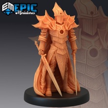 dark knight dual sword warrior armor store fantasy medieval monster player rpg warhammer death enemy animated tabletop dungeon dnd pathfinder npc 3d print model - Mito3D