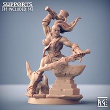 logranna helforge - frostmetal clan beauty fantasy pinup store blacksmith dragons dungeons mini orc rpg miniature tabletop supports ogre dnd ttrpg artisan guild presupported supported weaponsmith 3d print model - Mito3D