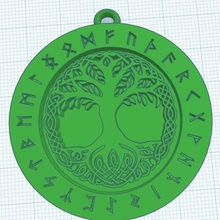 yggrasil pendant necklace tree viking runes yggdrasil 3d print model - Mito3D