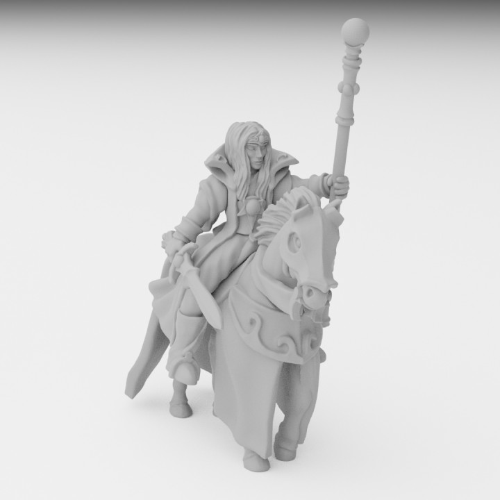 elfe monté mage miniature 28mm modulaire marteau guerre cheval table jeu dnd warhammerfantasy rois aos kow fantaisieminiature mantic surpasser opr 3D print model - Mito3D