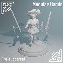 rogue female - modular hands store fighter running sword warrior woman knife wand witch mage dagger fist bandit presuported 3d print model - Mito3D