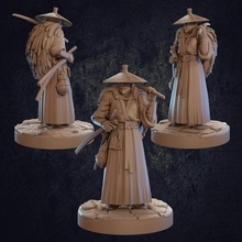 hattori human ronin - presupported toys & games hat dragon dungeons fighter man mini rpg weapon character miniature male trappers tabletop katana samurai dnd lodge asain 3d print model - Mito3D