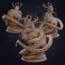 earth dragon - presupported toys & games beast boss creature dungeons epic fantasy monster rpg large huge trappers legendary tail dnd antlers gargantuan lodge asain 3d print model - Mito3D