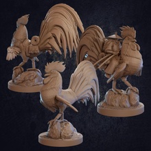 choto hattori rooster mount - presupported toys & games animal creature dragon dungeons epic fantasy hero monster flying trappers riding chicken dnd ride saddle fowl lodge asain 3d print model - Mito3D