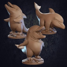 shore waddler dolphin- presupported toys & games animal beast creature cute dolphin dragon dungeons fantasy mini monster ocean rpg sea miniature aquatic trappers adorable dnd medium lodge 3d print model - Mito3D