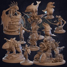 coastal quillback trapper pack - presupported toys & games dolphin dragon dungeons fish human mini miniatures mount ocean pirate sea rat aquatic trappers dnd buccaneer swashbuckler lodge scallywag vanaran 3d print model - Mito3D