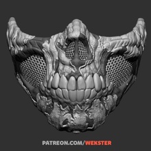 cranio maschera marcio pulito oggetti scena cosplay Halloween zombie raccapricciante Wekster 3d print model - Mito3D