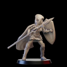 elf savaşçı mızrak Sheld kadın minyatür masaüstü keşif 3d print model - Mito3D
