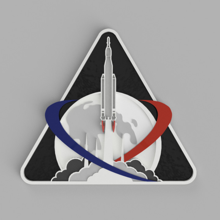 Artemis missão logotipo plano solteiro cor versão lua nasa 3D print model - Mito3D