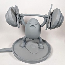 huevo levantador pesas Reventar gracioso esculpir parodia levantamiento 3d print model - Mito3D
